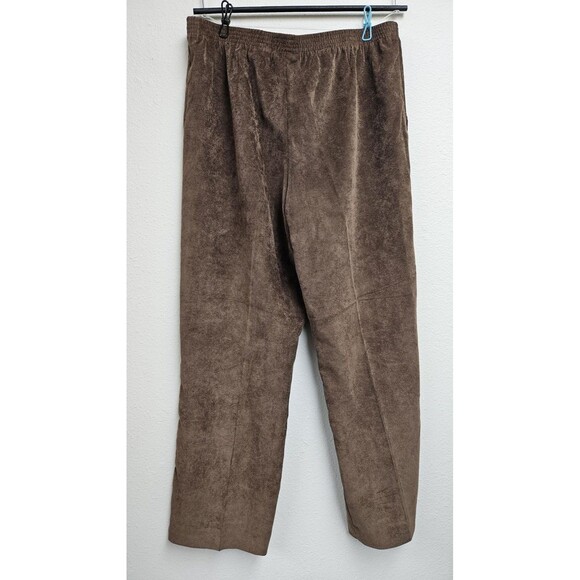 Alfred Dunner Pants Women 12 Brown Pull On Corduroy Elastic Waist Stretch Petite - Picture 2 of 8